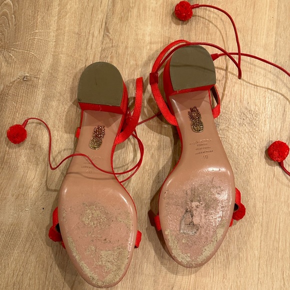 Aquazurra Pom Pom Block Heels with wrap closure - Picture 10 of 14